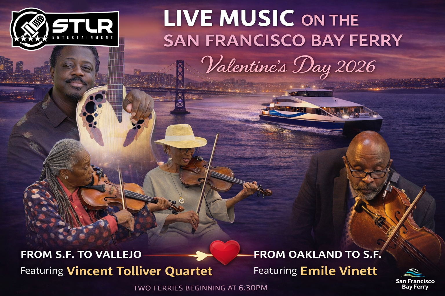 STLR Entertainment Live Entertainment SF Bay Ferry Valentines Day